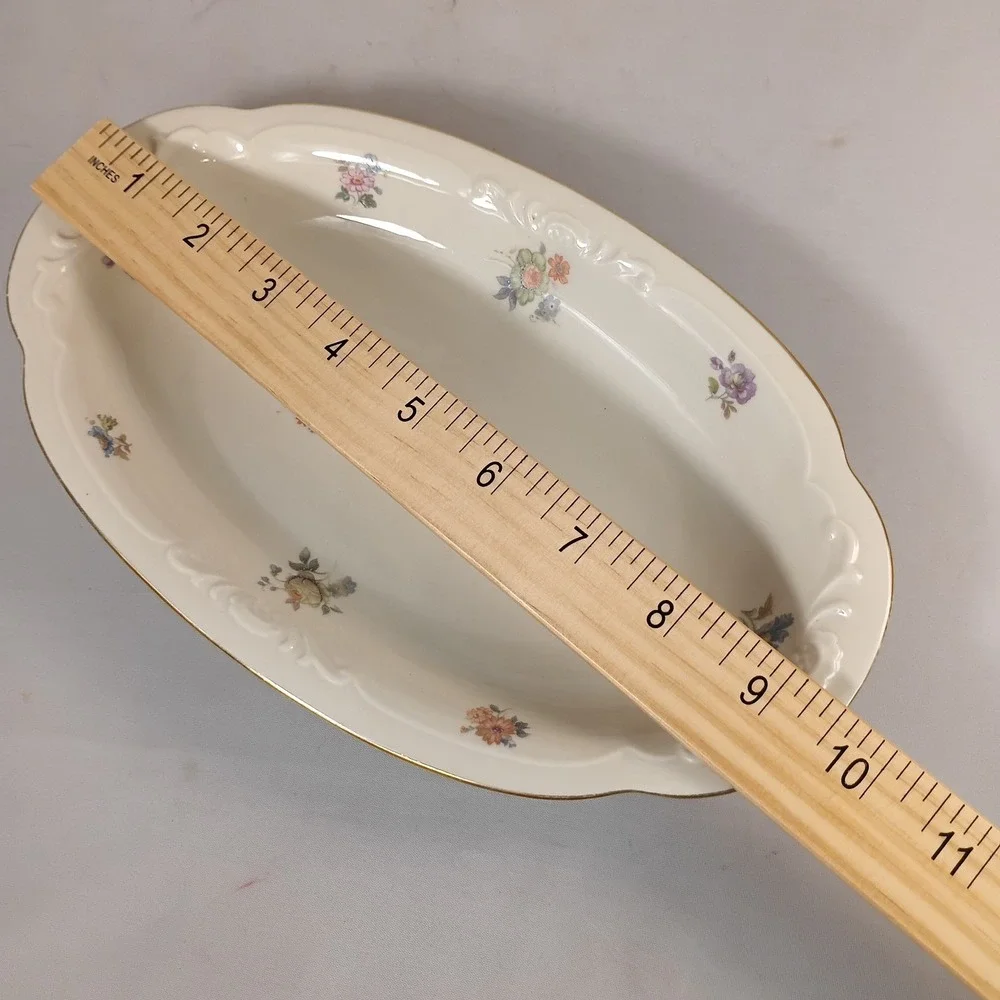 VTG Royal Bayreuth Royal Tettau Germany U.S. Zone Cream Floral Oval Serving Dish